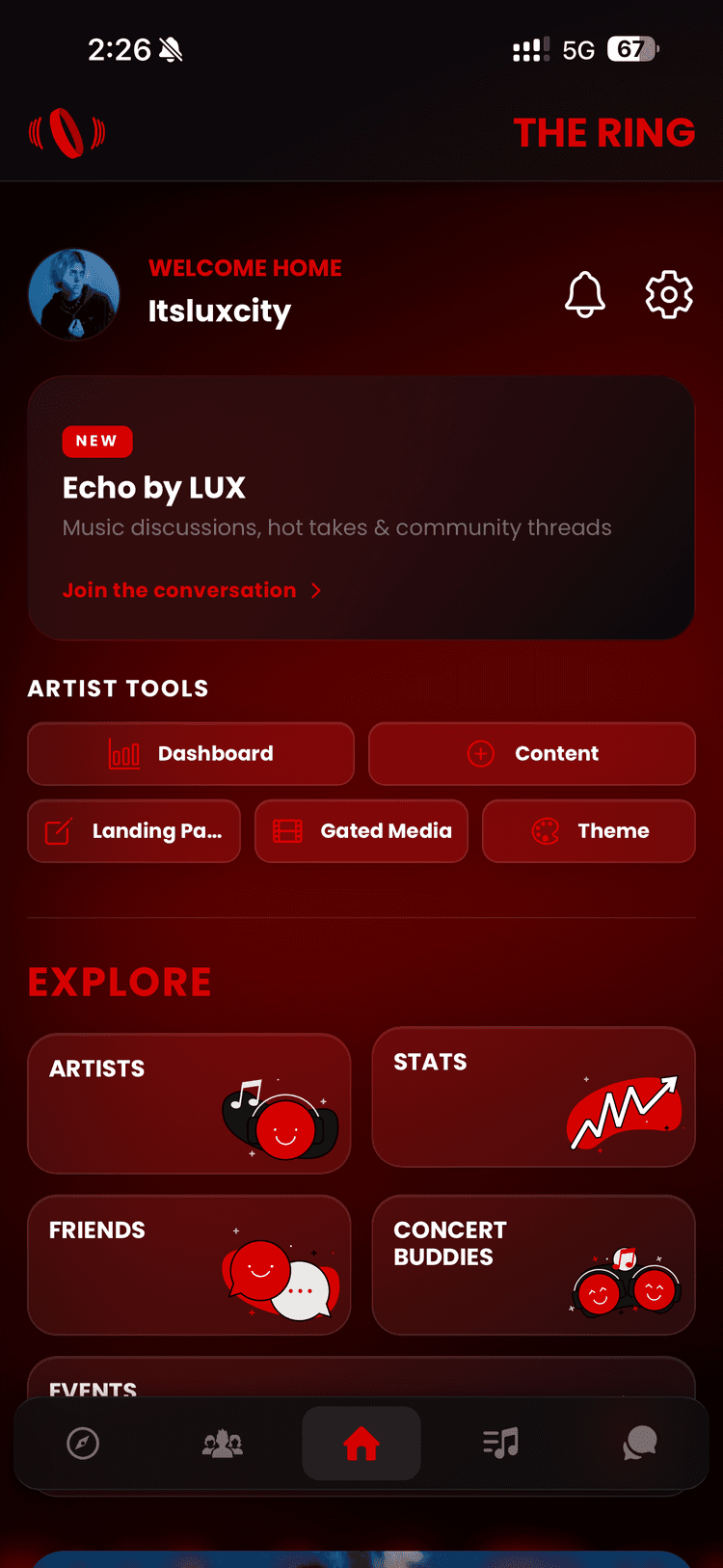 The Ring by Lux app home