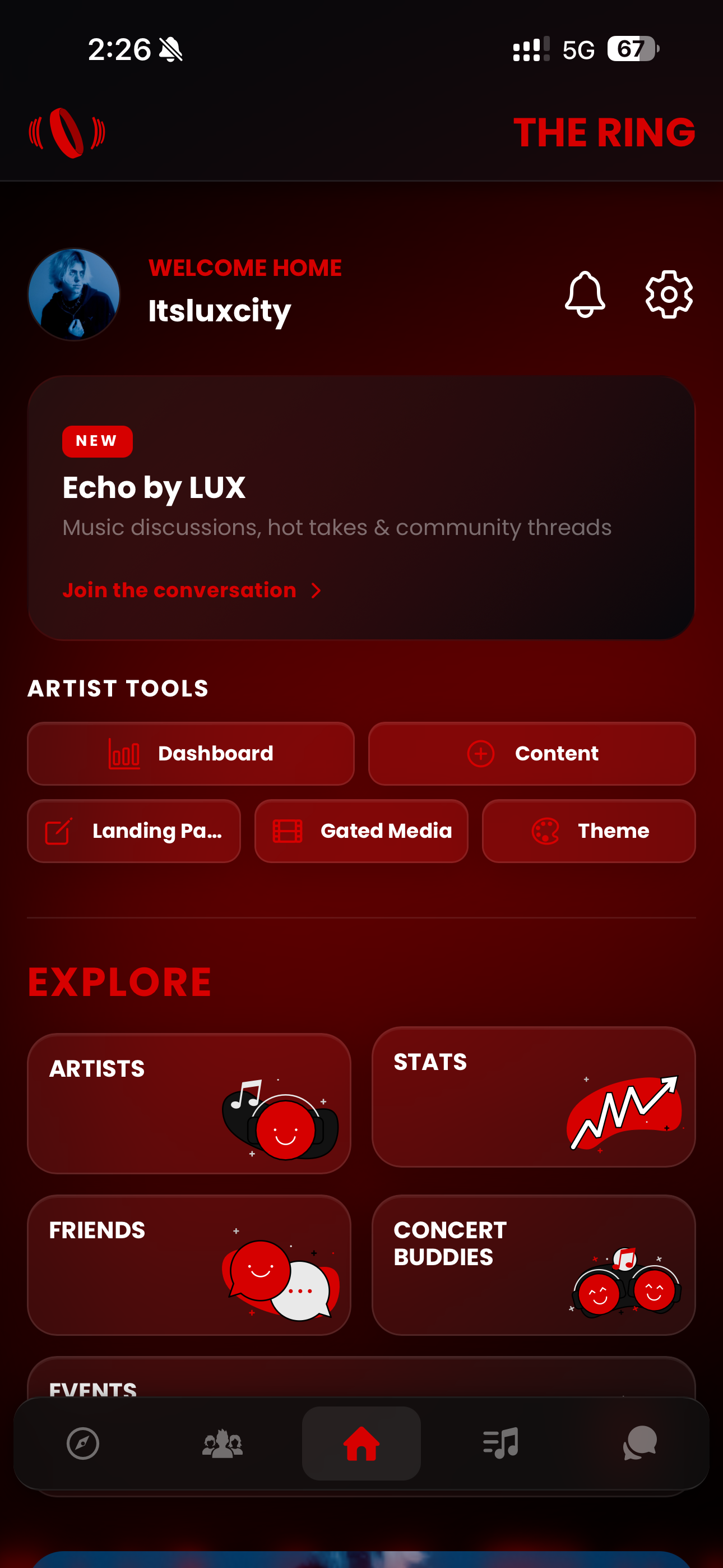 The Ring by Lux app home